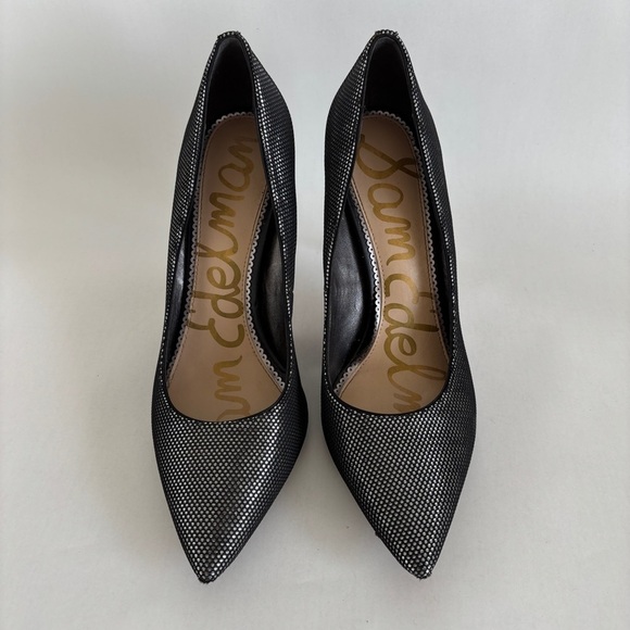 Sam Edelman womens Hazel Heels Black silver Metallic pointed toe size 9 - Picture 2 of 9